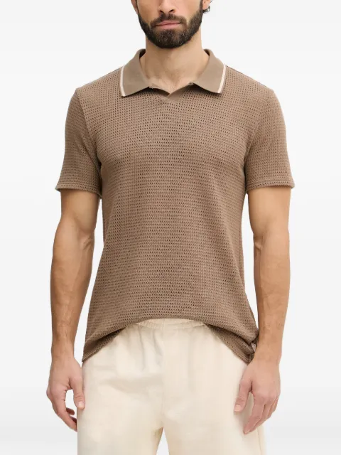 GUESS USA Daryl open-knit polo-collar T-shirt Brown M6GP45K3230