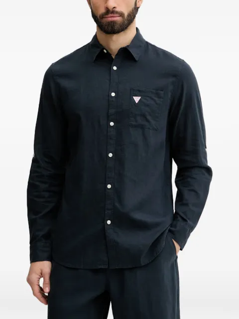 GUESS USA logo-patch button-down shirt Blue F6GH06WG3L0
