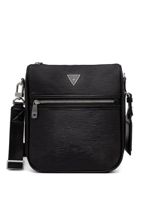 GUESS USA Milano logo-plaque textured messenger bag Black HMMIPWP6217
