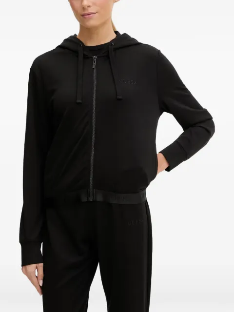 GUESS USA Junie zip-up logo-embroidered hoodie Black O6GQ01KCQP2