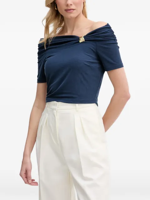 GUESS USA off-shoulder ruched-detail top Blue W6GP12K2935