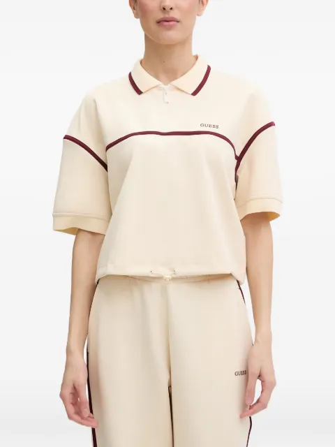 GUESS USA piped drawstring-hem polo top Neutrals V6GP01K2945