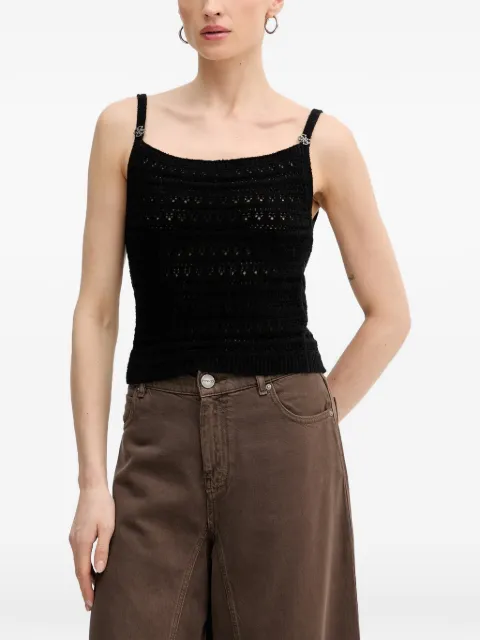 GUESS USA 4G-plaque pointelle-knit tank top Black W6GR11Z0593