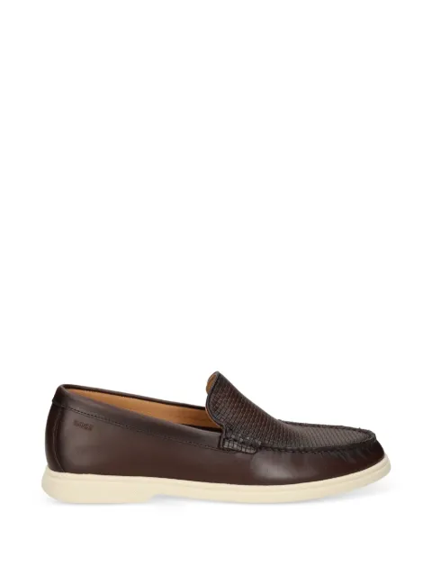 BOSS woven-panel leather loafers Brown 50563129