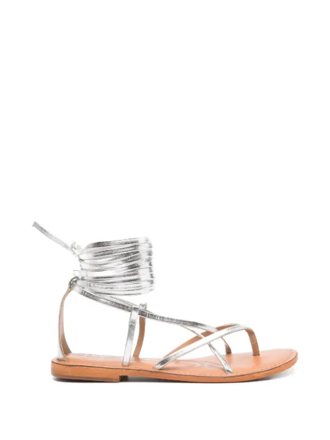 CORAL BLUE lace-up metallic-effect sandals Silver CBFR225002