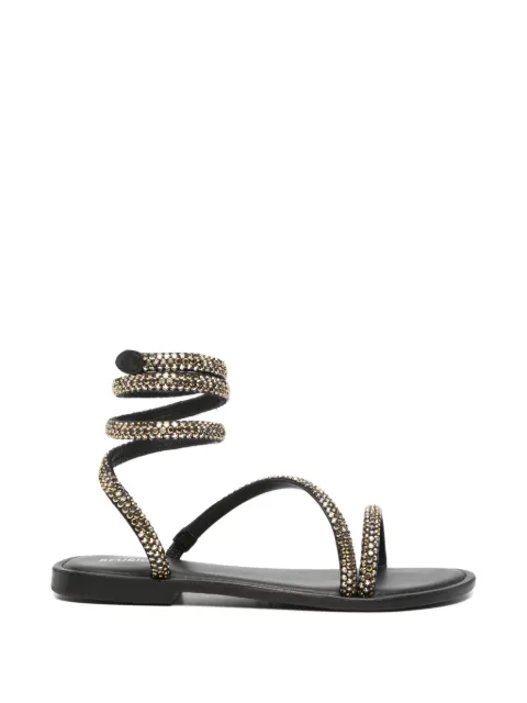 CORAL BLUE crystal-embellished wrap-around sandals Black CBFR226002