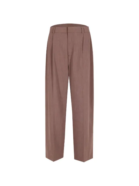 THESTROY Anthem pleated straight-leg trousers Brown INNODESTROYEDMATTONE