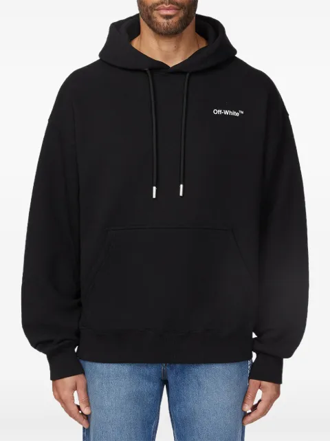 Off-White logo-print drawstring hoodie Black CHOWOS00029