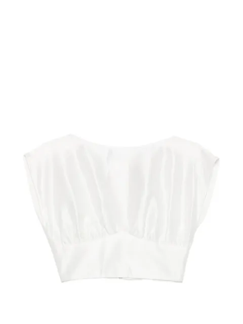 Leen Moughrabi Isla boat-neck crop top White LMEMEATSWISLATOP010
