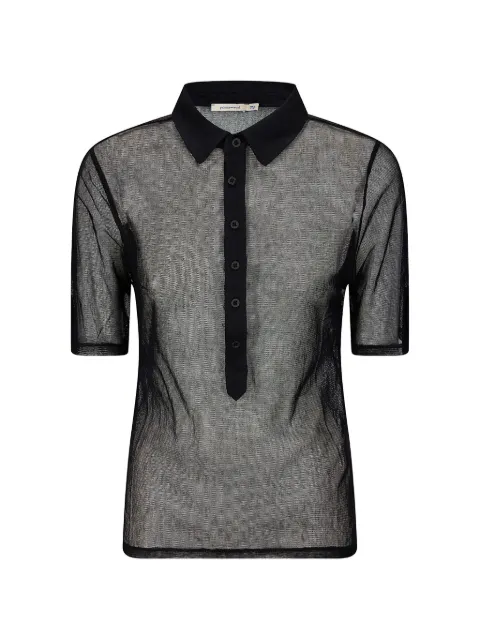 Paloma Wool Sile sheer mesh polo shirt Black WD6202