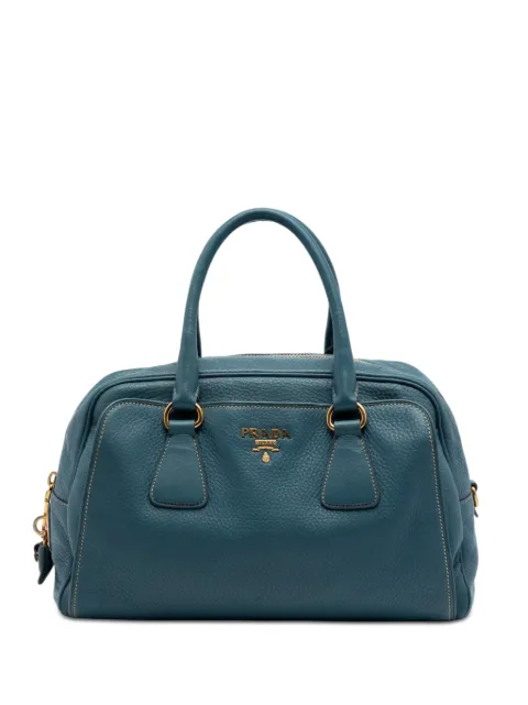 Prada Pre-Owned 2013-2025 Vitello Daino Bauletto Bag satchel Blue DHVUAEOM99RGX832