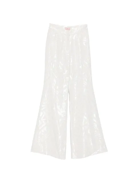 Leen Moughrabi Noor jacquard flared trousers White LMDEEMEATSWNOORPANTS004