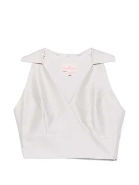 Leen Moughrabi Evelyn V-neck crop top Grey LMEMEATSWEVELYNTOP003