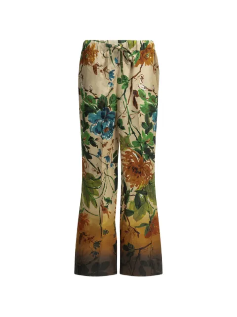 Samantha Sung floral-print silk trousers Neutrals PIGIAMAPANTORIENTALFLOWEROMBRECAMEL