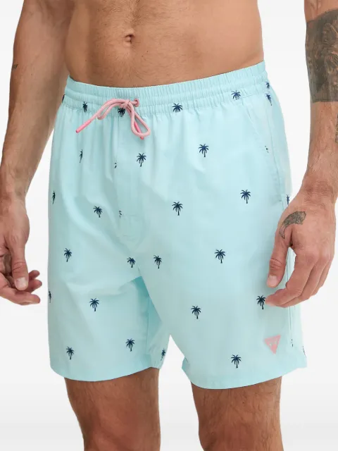 GUESS USA palm-tree swim shorts Blue F6GT13WN182