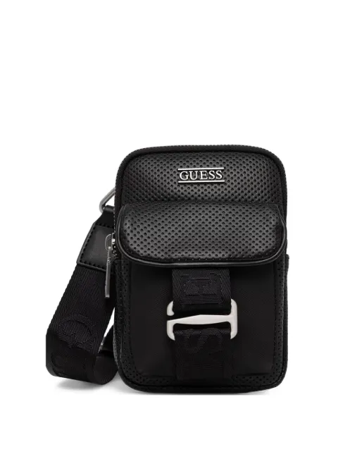 GUESS USA perforated-detail messenger bag Black HMBOSPP6242