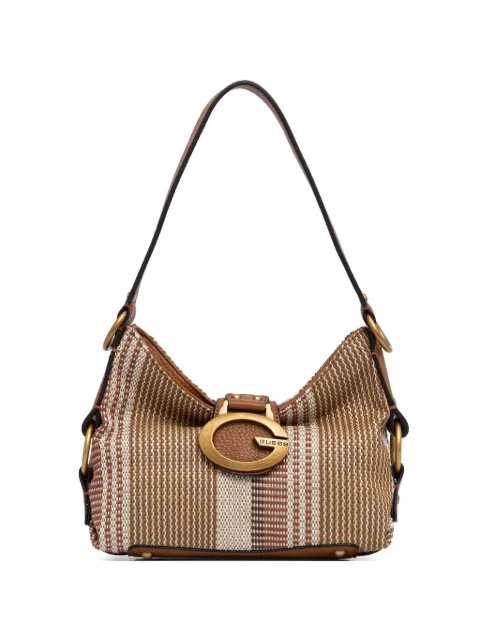 GUESS USA Camdem striped logo-plaque shoulder bag Brown HWAB9308720