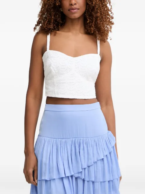 GUESS USA broderie-anglaise smocked top White W6GH47W1880