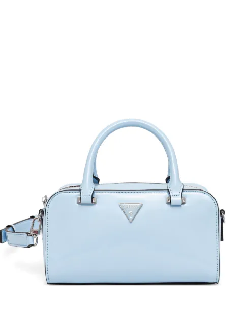 GUESS USA Arnela patent-finish logo-plaque tote bag Blue HWNY9723740
