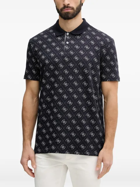 GUESS USA 4G monogram-print short-sleeve polo shirt Blue M6GP04K3073