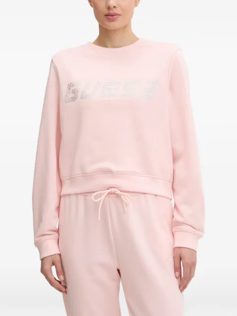 GUESS USA Silvy rhinestone-logo sweatshirt Pink V6GQ13K3091