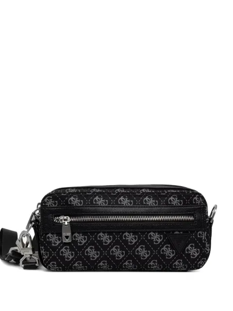 GUESS USA monogram-print logo-plaque messenger bag Black HMBENPP6250