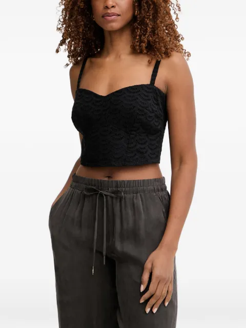 GUESS USA broderie-anglaise cropped top Black W6GH47W1880