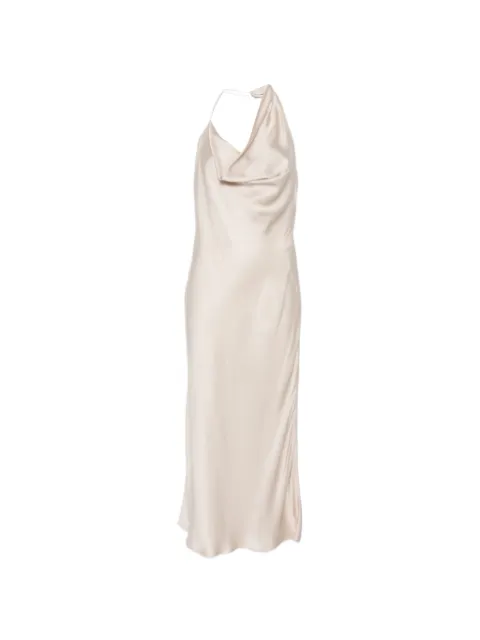 Nineminutes cowl-neck backless midi dress Neutrals THENIKESATIN