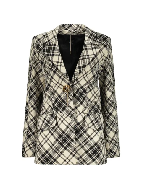 Ellery check-pattern jewel-button jacket Black 50066821143