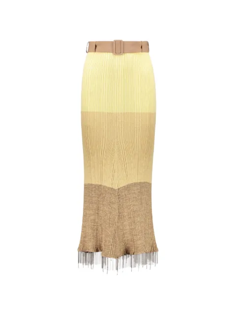 Ellery ribbed-knit fringed maxi skirt Yellow 4501C014006