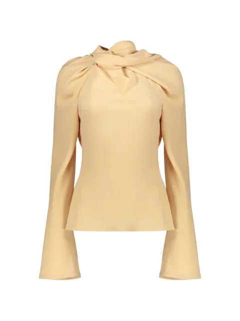 Ellery knotted-neck flared-sleeve top Neutrals 20106814100