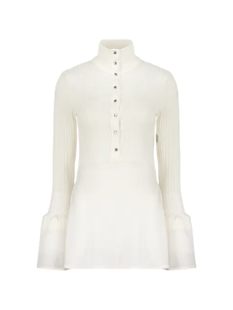 Ellery ribbed-knit flared-cuff top White 9PT346RI