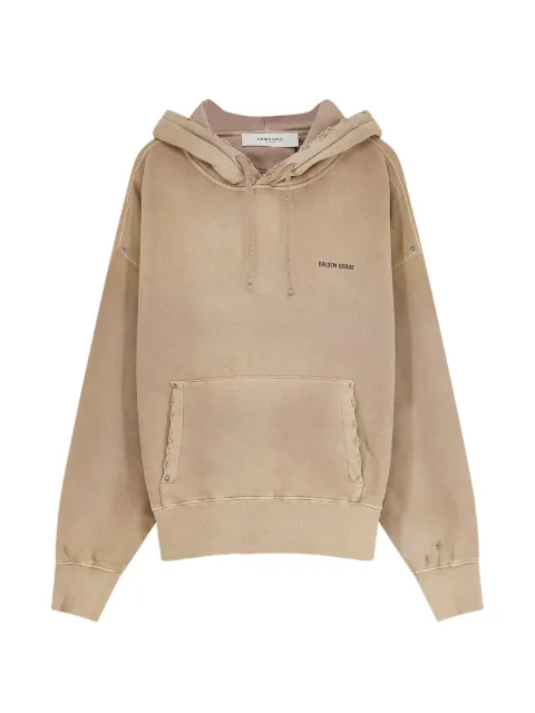 Golden Goose distressed logo-print hoodie Neutrals GUP02763P002636