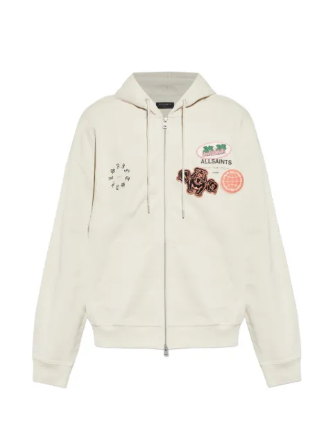 AllSaints Patcher patch-embellished zip-up hoodie Neutrals M014NE