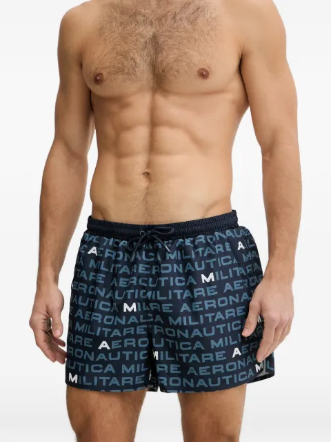 Aeronautica Militare logo-print drawstring swim shorts Blue BW0237UCT04318