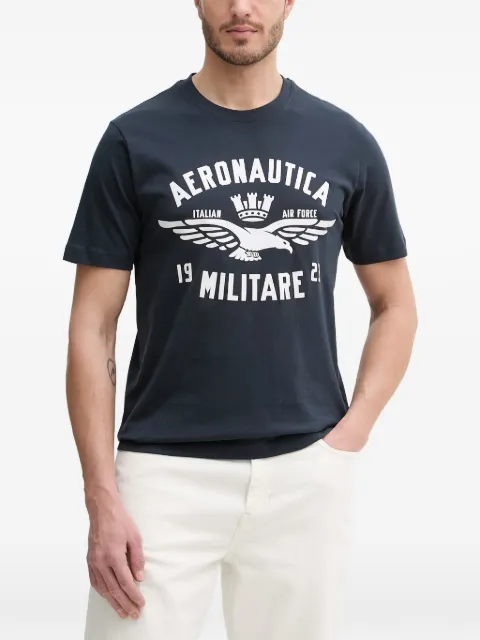 Aeronautica Militare logo-print crew-neck T-shirt Blue TS2533UJ00641
