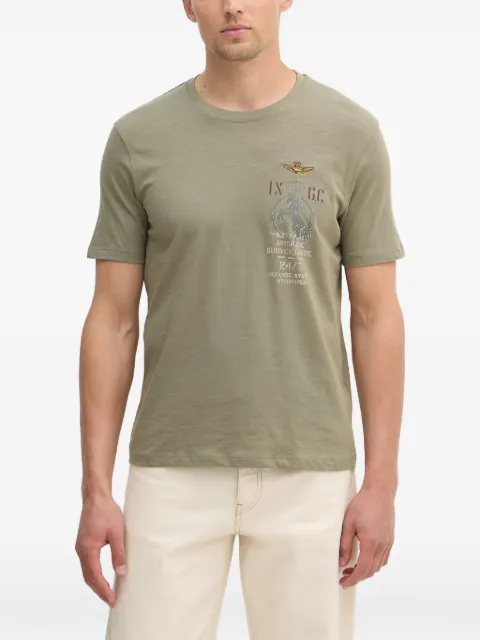 Aeronautica Militare graphic-print slub-texture T-shirt Green TS2543UJ00686