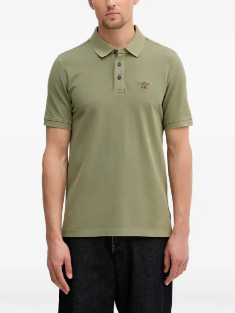Aeronautica Militare logo-embroidered polo shirt Green PO1925UP00406