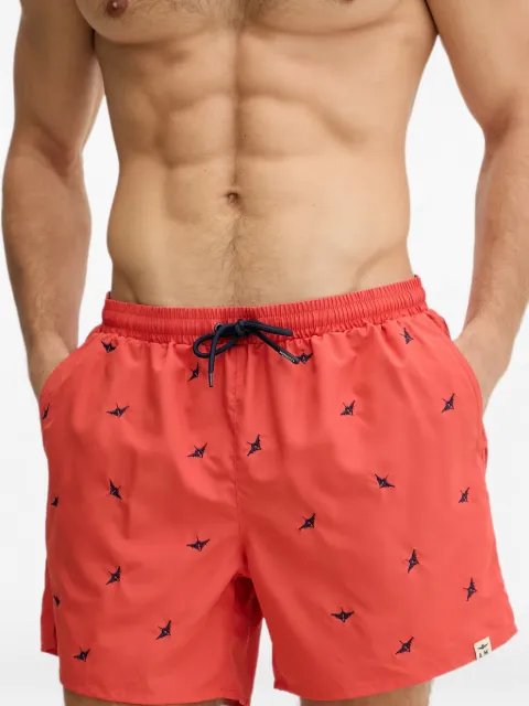 Aeronautica Militare embroidered-logo drawstring swim shorts Red BW0232UCT04317
