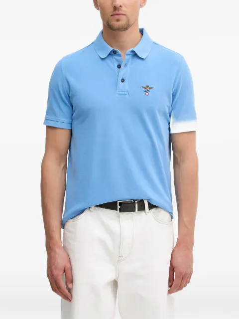 Aeronautica Militare logo-embroidered piqué polo shirt Blue PO1925UP00406