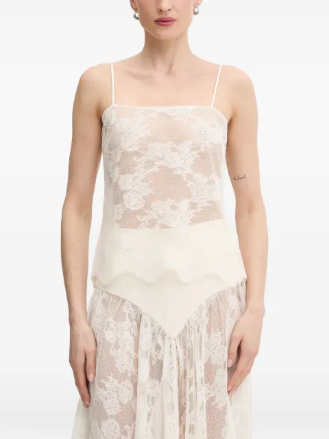 Bardot Hildie sheer lace spaghetti-strap sleeveless blouse Neutrals 60358TB