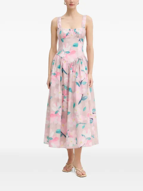 Bardot Cartia floral-print pleated-bust midi dress Pink 60403DB