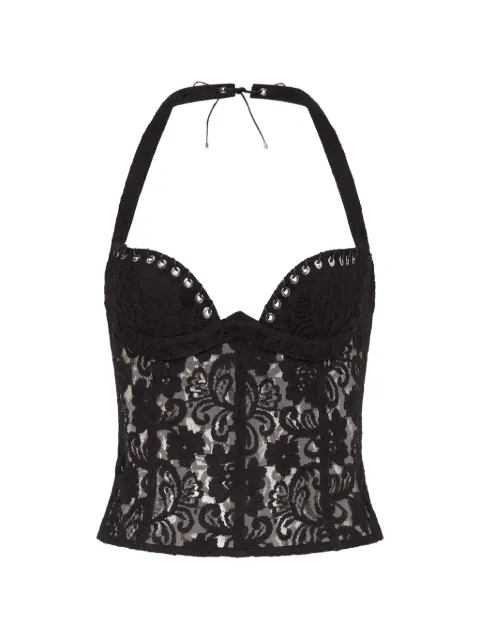 Ludovic de Saint Sernin Lilo eyelet-embellished lace top Black SS26TP058WLACE0004BLACK
