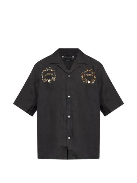 AllSaints Klavicle embroidered short-sleeve shirt Black M113SE