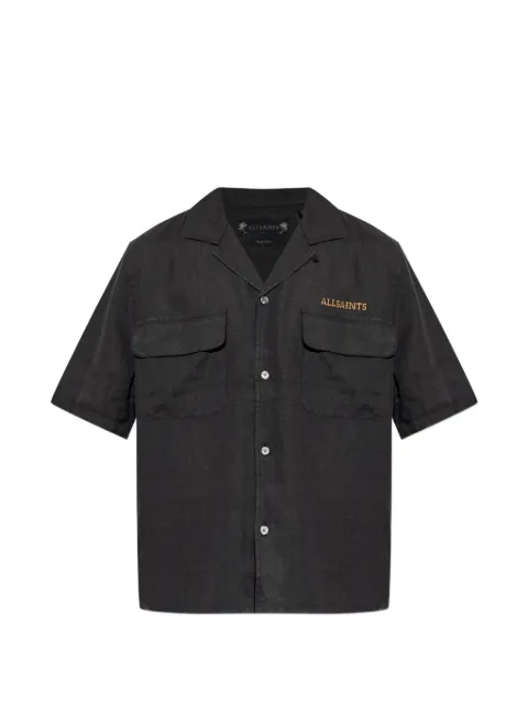 AllSaints Dunloe embroidered flap-pocket shirt Black M115SE