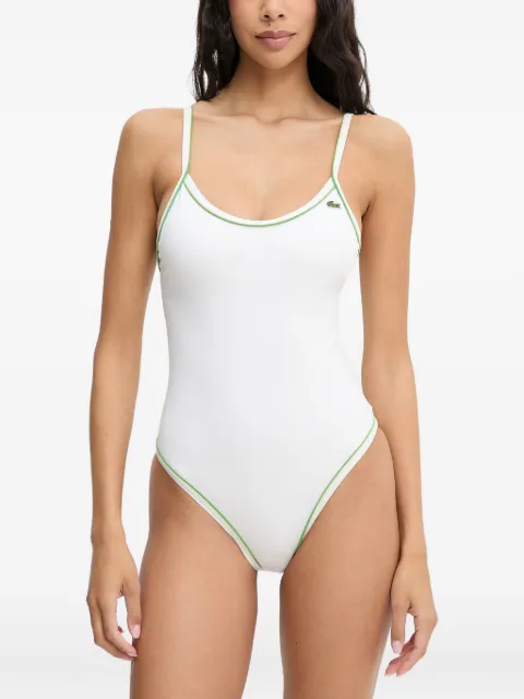 Lacoste one piece trim accent swimsuit White MF9829