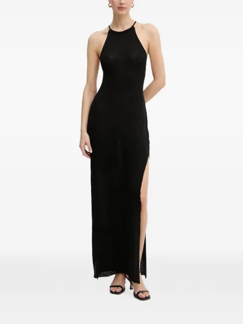 Bardot Larissa halterneck side-slits maxi dress Black 60325DB