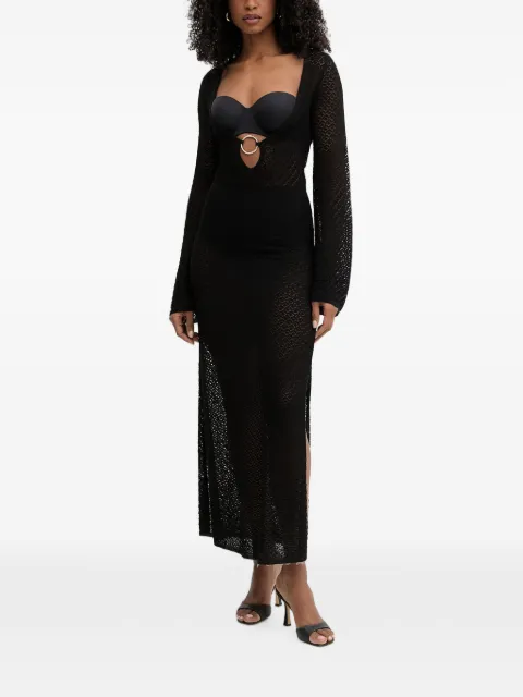 Bardot Bryn crochet-knit ring-detail maxi dress Black 60326DB