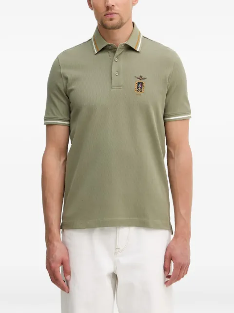 Aeronautica Militare logo-embroidered tipped polo shirt Green PO1914UP00403
