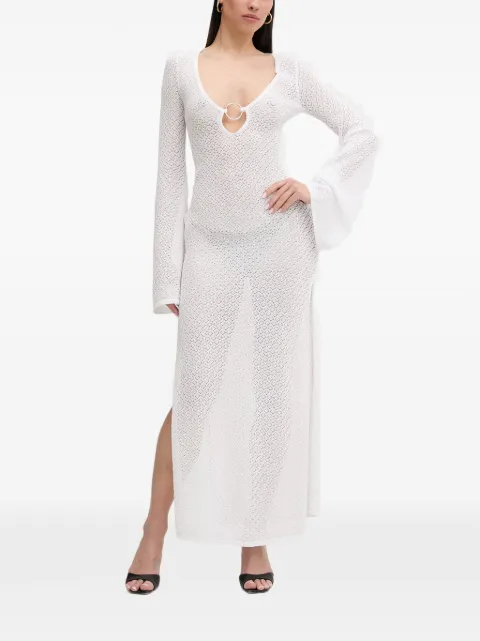 Bardot ring-detail crochet-knit maxi dress White 60326DB